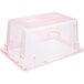 A clear plastic Carlisle food storage box with a red lid.