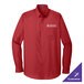 A Port Authority long sleeve red dress shirt.