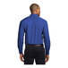 A man wearing a royal blue Port Authority dress shirt.