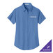 An ultramarine blue Port Authority women's short sleeve dress shirt.