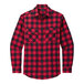 A red and black plaid Port Authority flannel shirt.