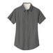 A Port Authority steel gray short sleeve button down dress shirt for women.