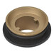 A gold and black circular brass washer with a hole in the center.