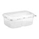 A D&W Fine Pack clear plastic container with a lid.