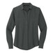 A long sleeved gray Mercer+Mettle camp blouse with an anchor design on the sleeves.