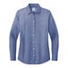 A Brooks Brothers cobalt blue long sleeve dress shirt.