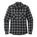 A Port Authority women's flannel shirt in black and grey buffalo plaid.