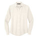 A white Mercer+Mettle chiffon camp blouse with long sleeves.