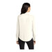 A close-up of a Mercer+Mettle ivory chiffon long sleeve camp blouse with a buttoned collar.