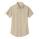 A Port Authority stone short sleeve button down shirt for women.