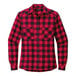 A red and black plaid Port Authority women's flannel shirt.