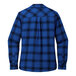 A blue and black plaid Port Authority flannel shirt.