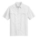 A white Port Authority short sleeve shirt with a pocket and buttoned collar.