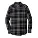 A Port Authority unisex extra small black and grey plaid flannel shirt.