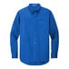 A Port Authority unisex long sleeve dress shirt in strong blue.