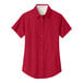 A red and light stone Port Authority ladies' short sleeve button down shirt.