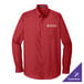 A Port Authority red long sleeve dress shirt.