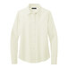 A white Brooks Brothers long sleeve full-button satin blouse.