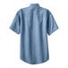 A Port & Company faded blue short sleeve denim button-down shirt.