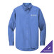 A Port Authority ultramarine blue long sleeve dress shirt.