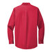 A red Port Authority long sleeve dress shirt for men in red and light stone with white buttons.