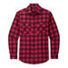 A red and black plaid Port Authority flannel shirt.