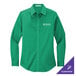A Port Authority Court Green long sleeve dress shirt with the company logo.