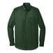 A Port Authority unisex deep forest green long sleeve poplin dress shirt.