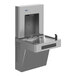 A Sloan stainless steel water bottle filling station with a water dispenser.