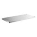 A stainless steel shelf that fits under a rectangular work table.