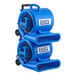 A blue Lavex air blower with wheels.