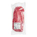 A bag of red stringy food with Gustaf's Sour Strawberry Laces Licorice on a white background.