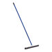 An Ettore floor squeegee with a long blue handle and white background.