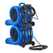 A blue Lavex air blower with black cables.