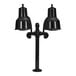 A black Hanson Heat Lamps countertop warmer with two bulbs on a white background.