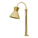 A brass Hanson Heat Lamp with a brass shade and metal base.