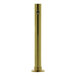 A brass finished metal heat lamp with a black bottom.