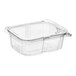 A Choice clear plastic rectangular container with a hinged flat lid.