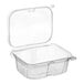 A Choice clear plastic rectangular container with a hinged flat lid.