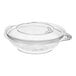 A Choice clear plastic bowl with a hinged dome lid.