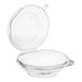 A Choice clear plastic bowl with a hinged dome lid.