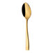 A Sola Durban Gold teaspoon with a black spoon on a white background.