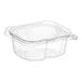 A Choice clear plastic rectangular container with a hinged flat lid.