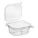 A Choice clear plastic rectangular container with a hinged flat lid.