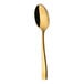 A Sola Durban Gold teaspoon with a black spoon on a white background.