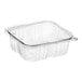 A Choice clear PET plastic rectangular container with a hinged flat lid.