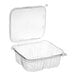 A Choice clear plastic rectangular container with a hinged flat lid.