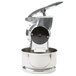 A Fama electric hard cheese grater with a silver machine and black circle.