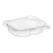 A Choice clear PET plastic rectangular container with a hinged flat lid.