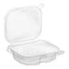 A Choice clear plastic rectangular container with a hinged flat lid.